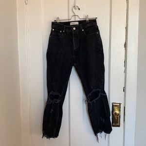 Abercrombie black high rise curve love mom jean